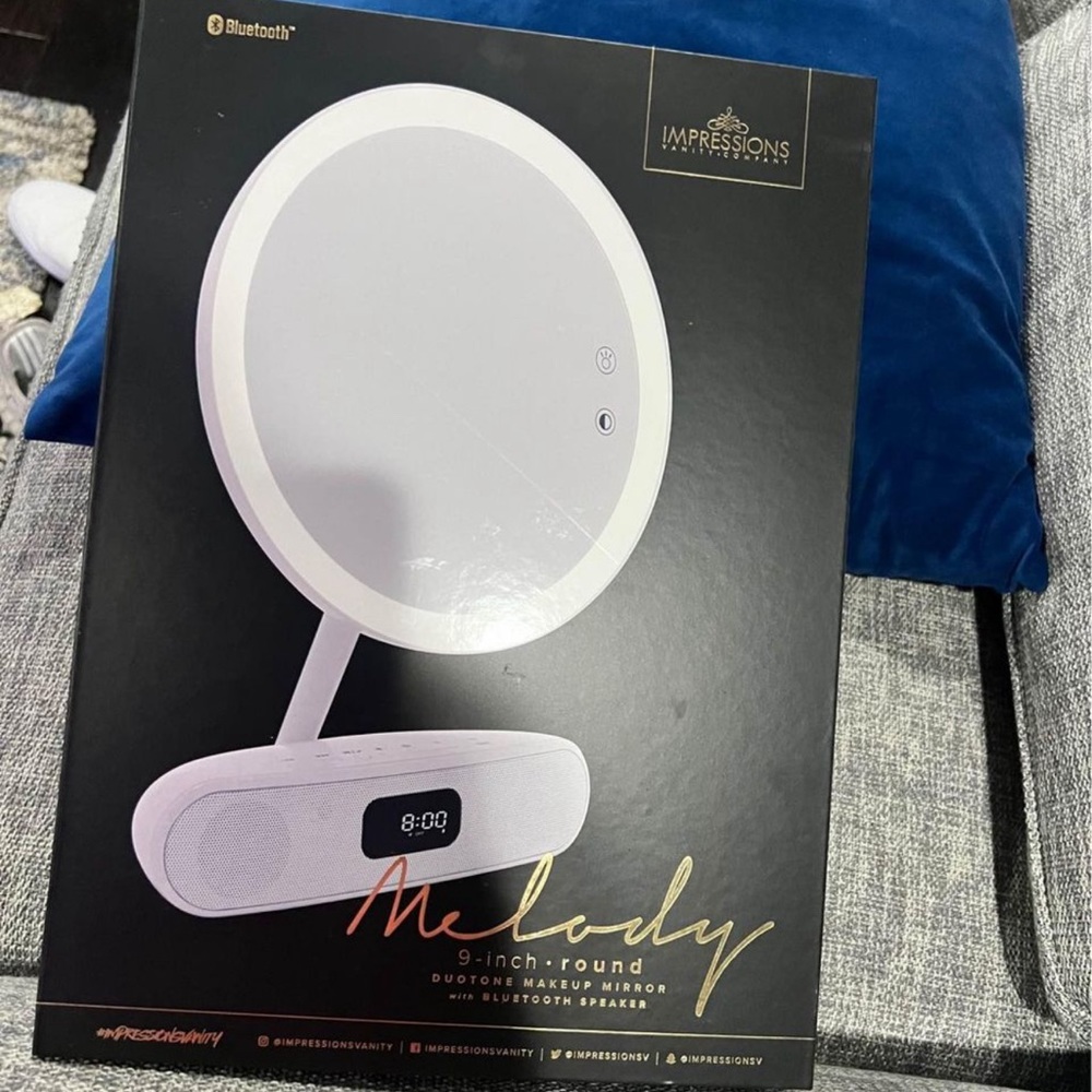 Impressions Vanity Melody 9 inch Round Duotone Makeup Mirror with Bluetooth